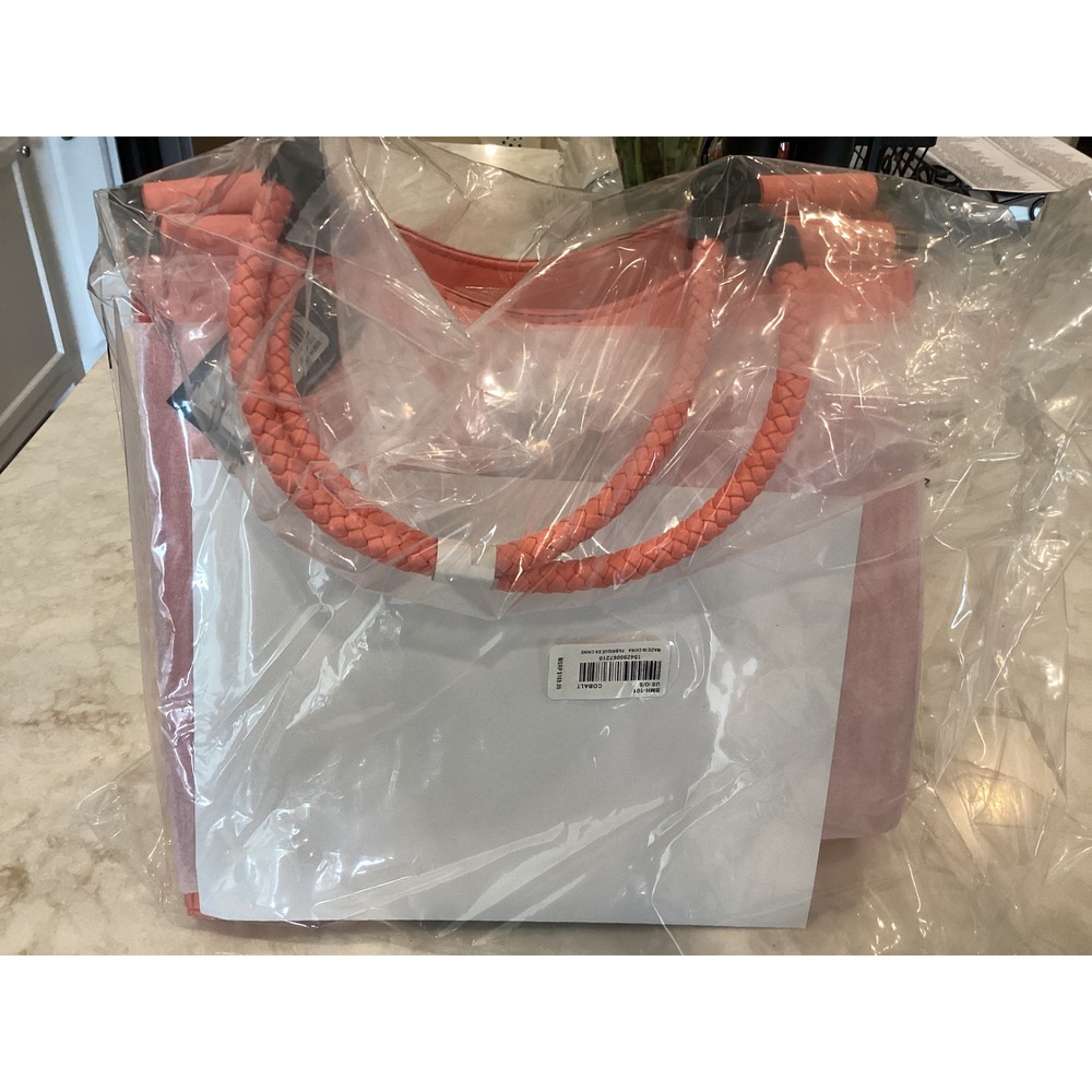 NMD Coral Satchel Bag Braided Handle Crossbody Purse Zip Pocket NEW‎ - Picture 9 of 10